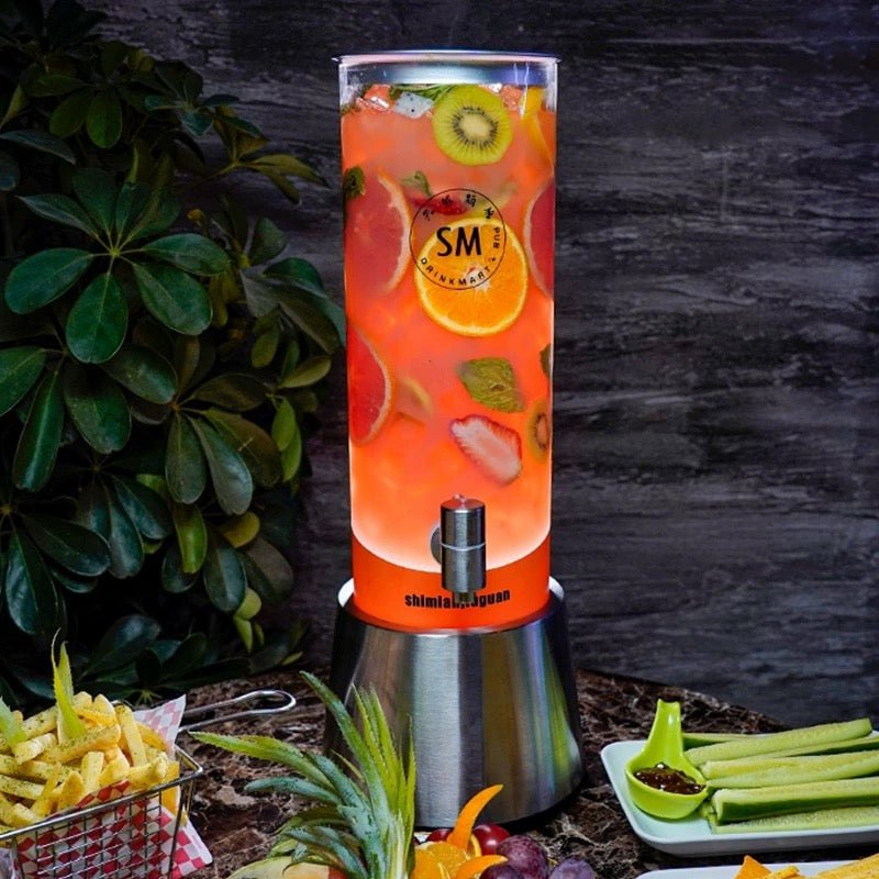 3L LED Beer Tower Dispenser Cold Beverage Dispenser for Party With Ice Tube  NEW