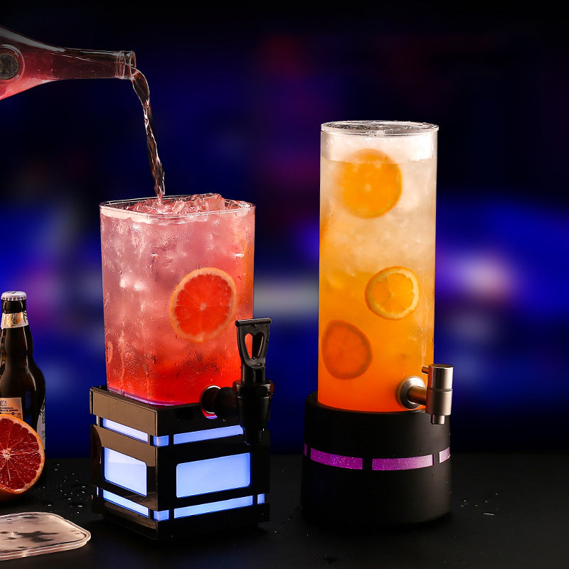 Beer Dispenser, 2L Mimosa Tower Dispenser and LED Light for Beer,  Margarita, Liquor, Beverage - BLACK(colored light）
