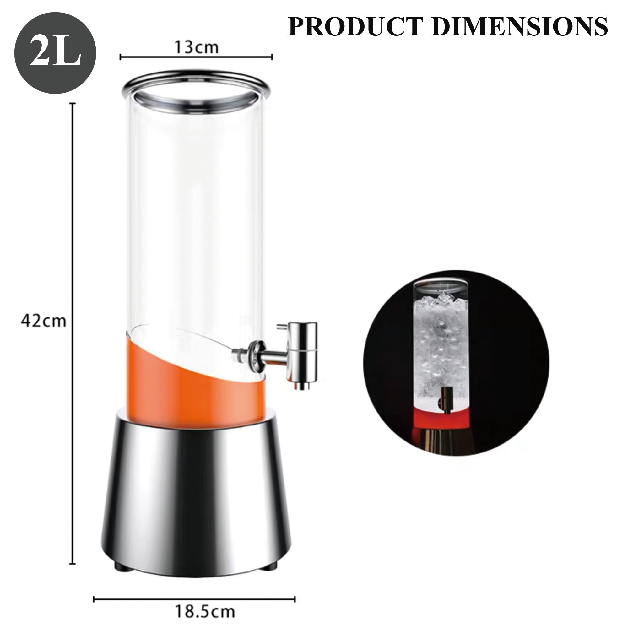 Drink Tower Dispenser with Ice Tube and LED Light - 3.2 Qt./3 L, Margarita  Mimosa Tower Drink Dispenser with Tap, Freeze Tube Keep Beverages Cold